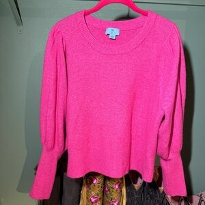 CeCe Bright Pink Crewneck Sweater Large